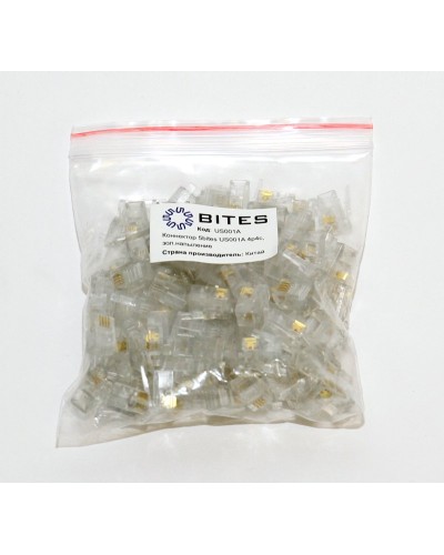 US010A (100шт). Телефонный разъем 4P4C (RJ-11). 5bites в Череповце
