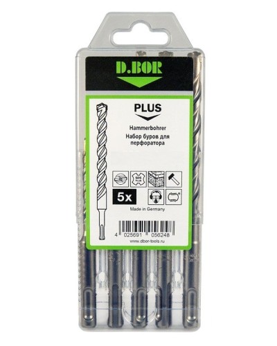 Набор буров SDS-plus V PLUS 5шт, 2-cutting (242030): Набор буров SDS-plus (6х110 мм; 6,8,10,12х160 мм) в Череповце