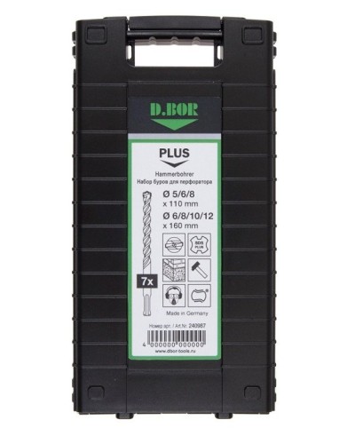 Набор буров SDS-plus V PLUS 7шт, 2-cutting (240987). Набор буров SDS-plus (5,6,8х110 мм; 6,8,10,12х160 мм). D.BOR в Череповце