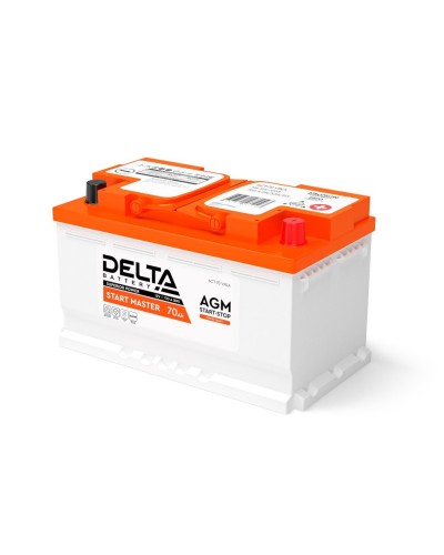 Delta START MASTER AGM 1270 (70 Ah). Аккумулятор автомобильный герметичный свинцово-кислотный. Delta в Череповце