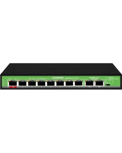 DSP208F-2F-T120 DSP208F-2F-T120 V1 (L2) 10х100Мбит/с 8PoE 8PoE+ 120W. Коммутатор с питанием по PoE. Digma в Череповце