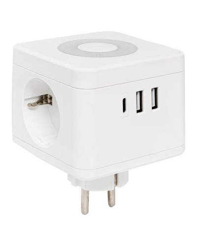 Тройник Куб 2 гнезда 2USB 2,4А+Type C + Ночник. Тройник Куб. EKF в Череповце