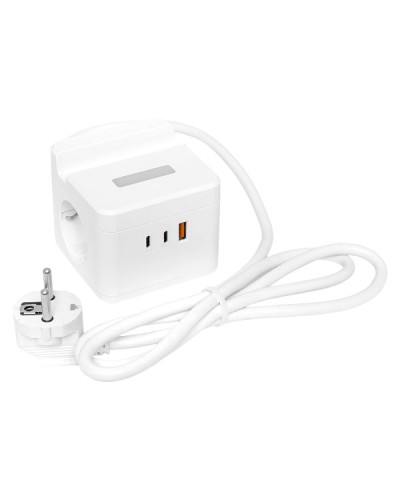 Удлинитель Куб 2 гнезда USB + 2Type C с быстрой зарядкой, подставкой под телефон и ночником 1,3 метра 1мм2. Удлинитель Куб. EKF в Череповце