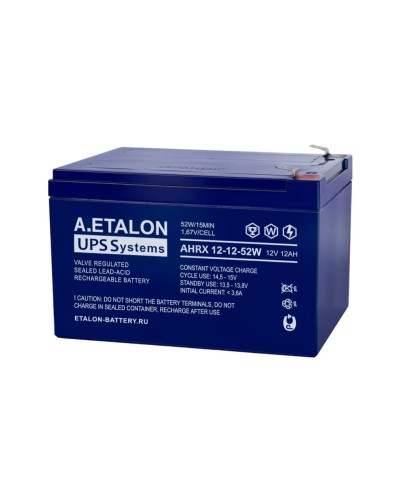 A.ETALON AHRX 12-12-52W. Аккумулятор герметичный свинцово-кислотный. ETALON в Череповце