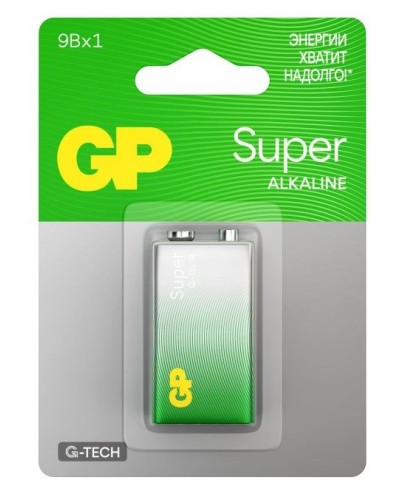 GP Super Alkaline 9V Крона (GP 1604AA21-5CRSBC1), БЛИСТЕР. Алкалиновая батарейка. GP Batteries в Череповце