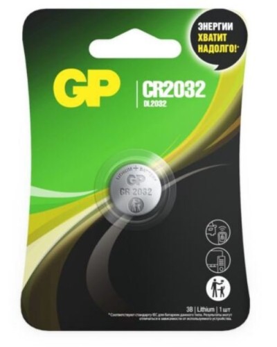 GP Lithium CR2032 (GP CR2032-2CRU1 10/600), БЛИСТЕР. Литиевая дисковая батарея. GP Batteries в Череповце