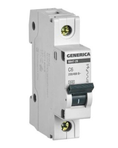 GENERICA ВА47-29 1P C 6А 4,5кА (MVA25-1-006-C). Автоматический выключатель. IEK в Череповце