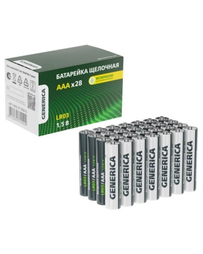 Батарейка Alkaline LR03/AAA GENERICA (28 шт) (ABT-LR03-ST-B28-G). Батарейка щелочная. IEK в Череповце