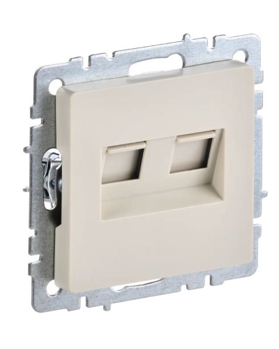 Розетка RJ45 РК10-2-БрКр кат.5E, бежевый BRITE (BR-K20-1-K10). Розетка компьютерная двойная. IEK в Череповце