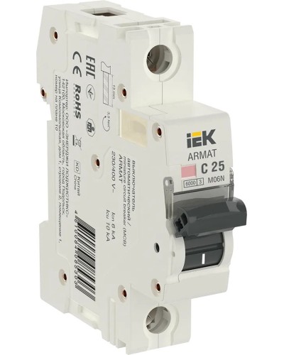 M06N 1P C 25А 6кА ARMAT (AR-M06N-1-C025). Автоматический выключатель. IEK в Череповце