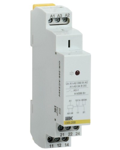 Реле промежуточное модульное OIR 2 контакта 8А 230В AC (OIR-208-AC230V). Реле промежуточное модульное. IEK в Череповце