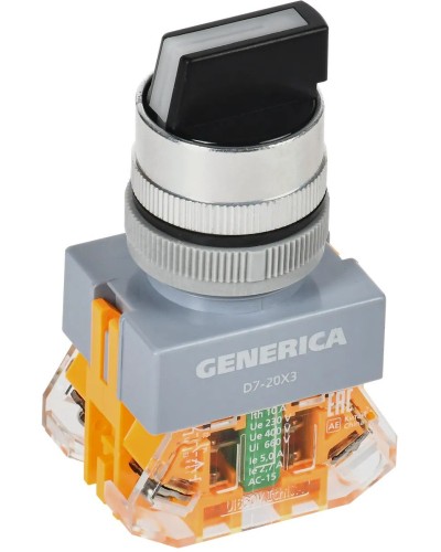 Переключатель D7-20X3 на 3 положения черный GENERICA (BSW50-20X3-3-21-3-K02-G). Переключатель. IEK в Череповце