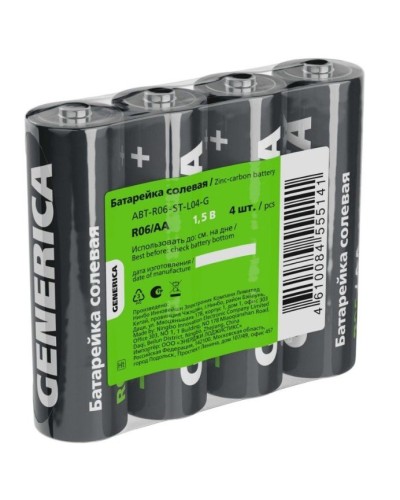 Батарейка солевая R06/AA GENERICA (4 шт) (ABT-R06-ST-L04-G). Батарейка солевая. IEK в Череповце