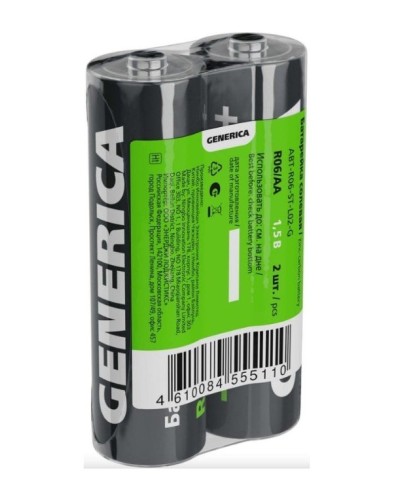 Батарейка солевая R06/AA GENERICA (2 шт) (ABT-R06-ST-L02-G). Батарейка солевая. IEK в Череповце