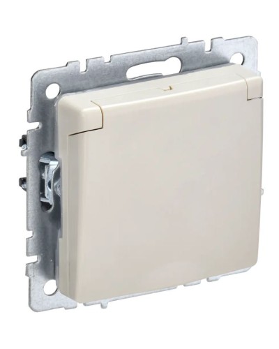 Розетка с з/к РСбш10-3-БрКр бежевый BRITE (BR-R16-16-K10). Розетка с заземлением с защитными шторками и крышкой. IEK в Череповце