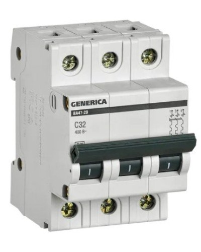 GENERICA ВА47-29 3P C 32А 4,5кА (MVA25-3-032-C). Автоматический выключатель. IEK в Череповце