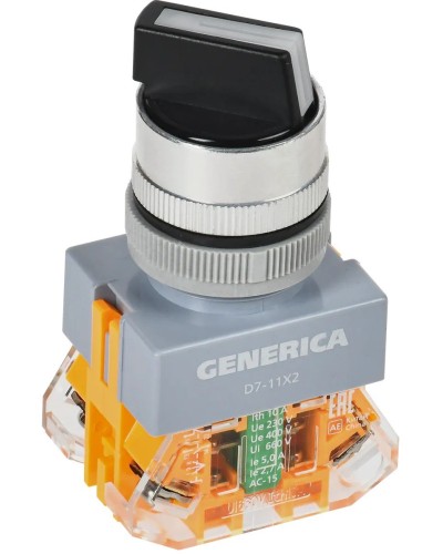 Переключатель D7-11X2 на 2 положения черный GENERICA (BSW50-11X2-3-21-2-K02-G). Переключатель. IEK в Череповце