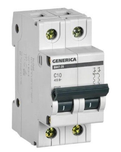 GENERICA ВА47-29 2P C 10А 4,5кА (MVA25-2-010-C). Автоматический выключатель. IEK в Череповце