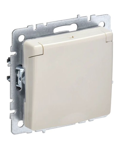 Розетка с з/к РСбш10-3-44-БрКр бежевый BRITE (BR-R16-16-44-K10). Розетка с заземлением с защитными шторками и крышкой. IEK в Череповце