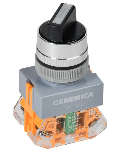 Переключатель D7-11X22 на 2 положения черный GENERICA (BSW50-11X22-3-22-2-K02-G). Переключатель с самовозвратом. IEK в Череповце
