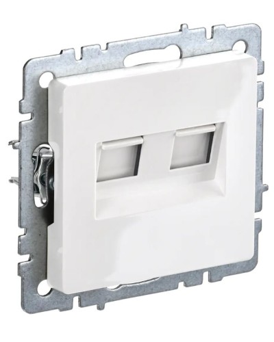 Розетка RJ45 РК10-2-БрБ кат.5E, белая BRITE (BR-K20-1-K01). Розетка компьютерная двойная. IEK в Череповце