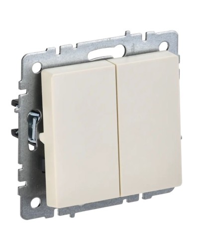 Выключатель 2-клавишный проходной ВС10-2-6-БрКр бежевый BRITE (BR-V22-0-10-K10). Выключатель. IEK в Череповце
