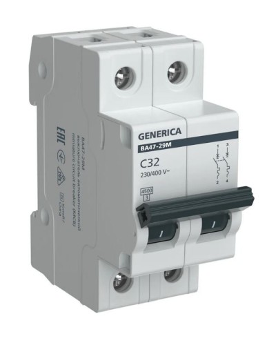 GENERICA ВА47-29М 2P C 32А 4,5кА (MVA21-2-032-C-G). Автоматический выключатель. IEK в Череповце