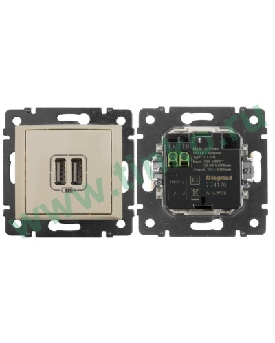 Розетка Valena двойная, USB, слоновая кость (774170). Розетка. LegranD в Череповце