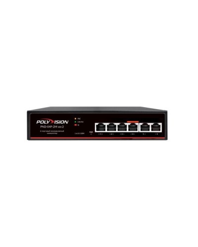 PND-04P-2M v.2. Коммутатор 6-портовый с функцией PoE. Polyvision в Череповце