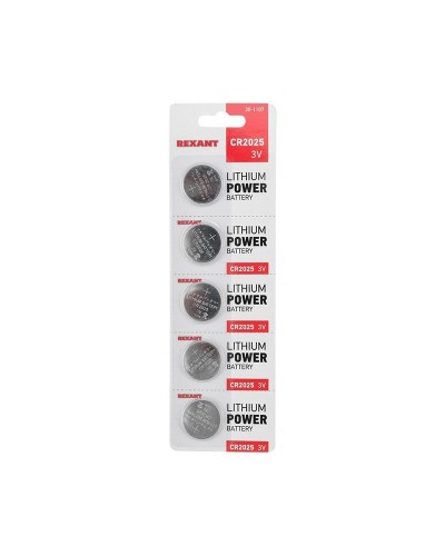 Литиевые батарейки CR2025 3 V 160 mAh (30-1107). Элемент питания. Rexant в Череповце