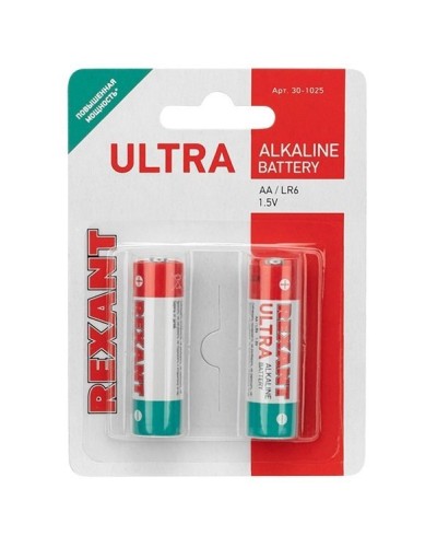 Ультра алкалиновая батарейка AA/LR6 1,5 V 2 шт. блистер REXANT (30-1025). Элемент питания. Rexant в Череповце