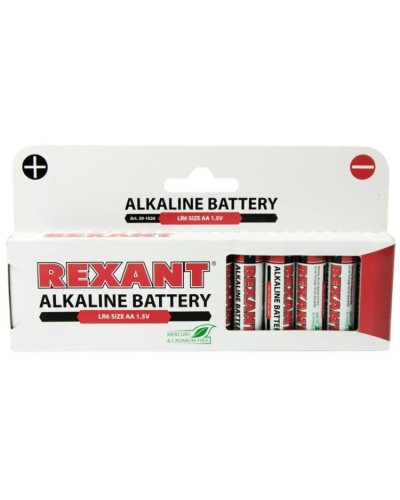 Алкалиновая батарейка AA/LR6 1,5 V 12 шт. REXANT (30-1026). Элемент питания. Rexant в Череповце