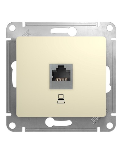 Glossa розетка RJ45 1-местная, кат. 5Е, скрытой установки, механизм, бежевый (GSL000281K). Розетка компьютерная. Systeme Electric в Череповце