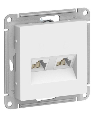 AtlasDesign розетка RJ45+RJ45, 2-местная, скрытой установки, механизм, белый (ATN000185). Розетка компьютерная. Systeme Electric в Череповце