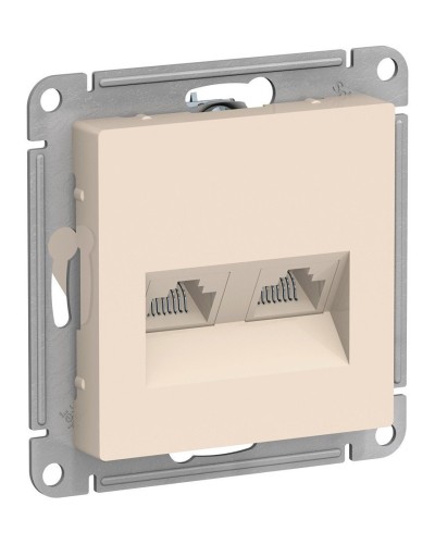 AtlasDesign розетка RJ45+RJ45, 2-местная, скрытой установки, механизм, бежевый (ATN000285). Розетка компьютерная. Systeme Electric в Череповце