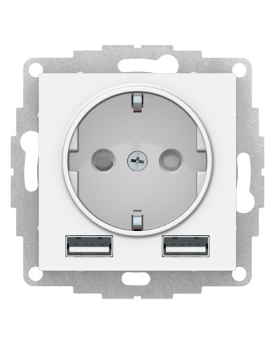 AtlasDesign розетка 1-местная с 2 USB A+A, скрытой установки, механизм, белый (ATN000130). Розетка с USB. Systeme Electric в Череповце