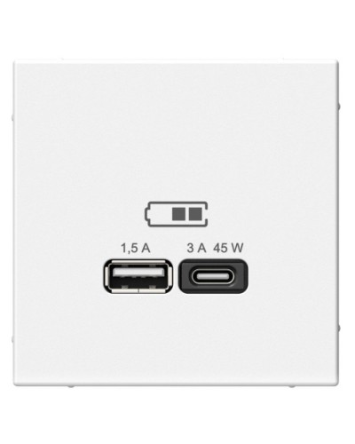 ArtGallery розетка USB тип-A+C 45Вт, скрытой установки, механизм, белый (GAL000129). Розетка USB. Systeme Electric в Череповце