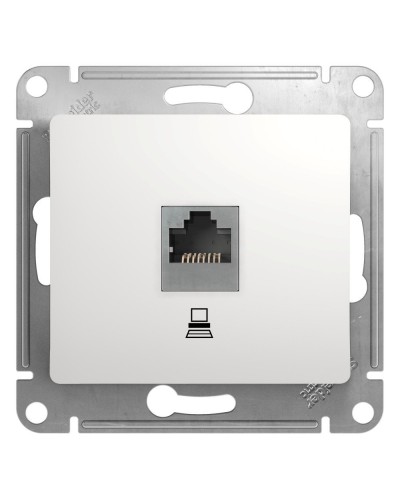 Glossa розетка RJ45 1-местная, кат. 5Е, скрытой установки, механизм, белый (GSL000181K). Розетка компьютерная. Systeme Electric в Череповце