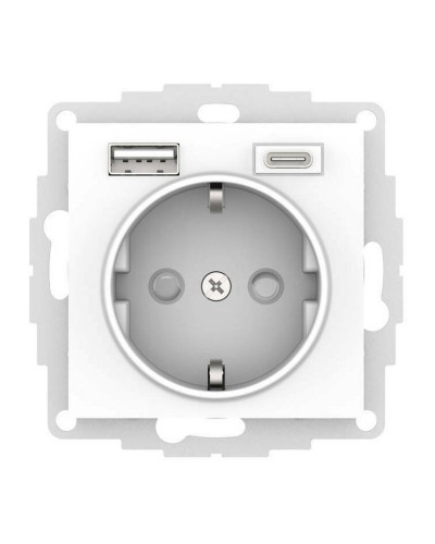 AtlasDesign розетка 1-местная с 2 USB A+C, скрытой установки, механизм, белый (ATN000132). Розетка с USB. Systeme Electric в Череповце