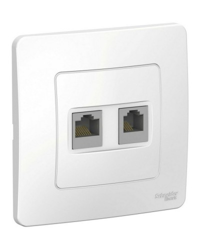 BLANCA розетка RJ45+RJ11 2-местная, кат. 5Е, скрытой установки, белый (BLNIS045111). Розетка компьютерная + телефонная. Systeme Electric в Череповце