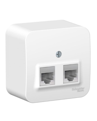 BLANCA розетка RJ11+RJ45, 2-местная, кат. 5Е, открытой установки, белый (BLNIA045111). Розетка компьютерная + телефонная с изолированной пластиной. Systeme Electric в Череповце
