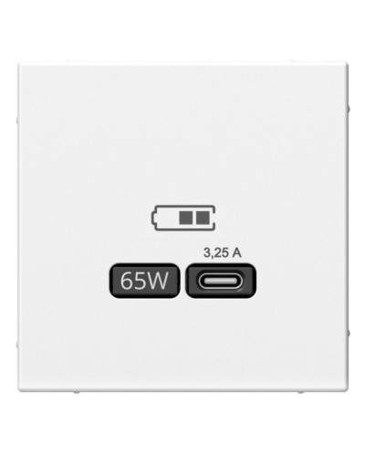 ArtGallery розетка USB тип-С 65Вт высокоскоростной заряд. QC, PD, скрытой установки, механизм, белый (GAL000127). Розетка USB. Systeme Electric в Череповце