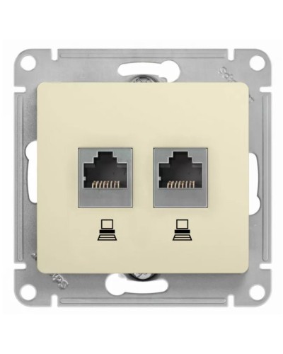 Glossa розетка RJ11+RJ45, 2-местная, кат. 5Е, скрытой установки, механизм, бежевый (GSL000285). Розетка компьютерная + телефонная. Systeme Electric в Череповце
