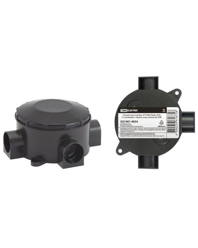 Распаячная коробка ОП D80х35мм, IP42, 3-х рожковая, черная TDM (SQ1401-4054). Распаячная коробка ОП. TDM ЕLECTRIC в Череповце