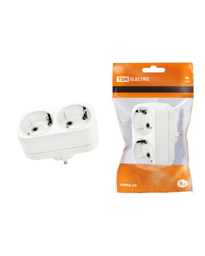 Блок на 2 гнезда 2П+З плоский 16А 250B TDM (SQ1806-0026). Розетка. TDM ЕLECTRIC в Череповце