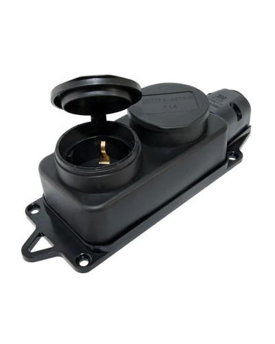 Розетка двухместная 2Р+РЕ 16А 250В IP44 (SQ0612-0037). Розетка двухместная с заглушками каучук. TDM ЕLECTRIC в Череповце