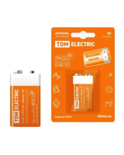 6LR61 Крона 9V BP-1 TDM (SQ1702-0013). Элемент питания. TDM ЕLECTRIC в Череповце