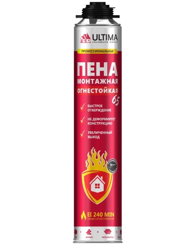 Пена огнестойкая ULTIMA PRO 65, 850 мл. Пена монтажная профессиональная. ULTIMA в Череповце