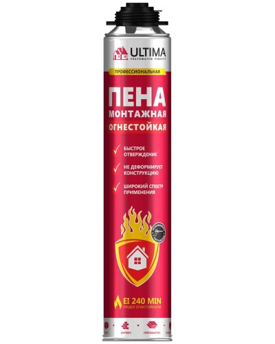 Пена огнестойкая ULTIMA PRO, 750 мл. Пена монтажная профессиональная. ULTIMA в Череповце