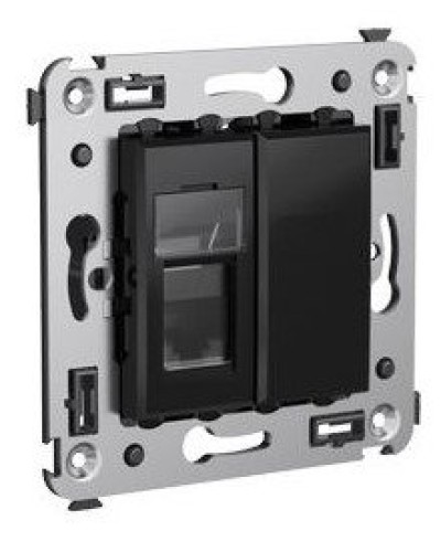 Розетка RJ-45 в стену Avanti одинарная черный квадрат (4402463). Розетка компьютерная. ДКС в Череповце